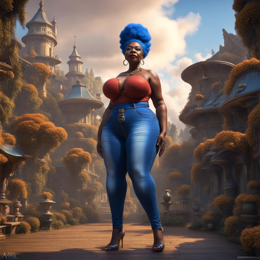 Ebony Goddess Granny in Vibrant Fantasy