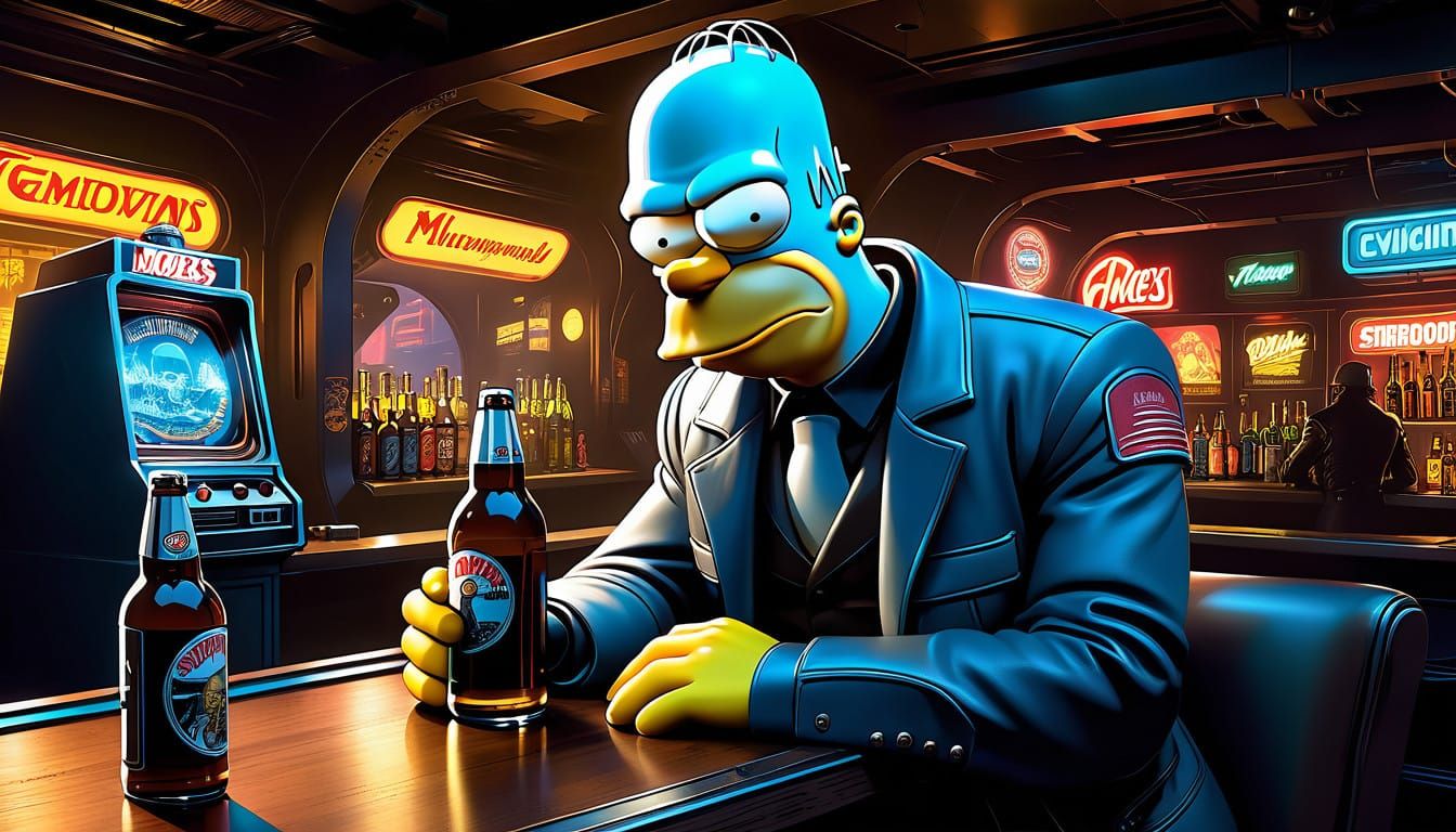 Homer Simpsons from Diverse Universes Unite in Cyberpunk Moe...