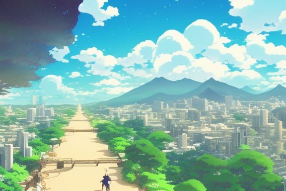 Surreal Cityscape Inspired by Studio Ghibli