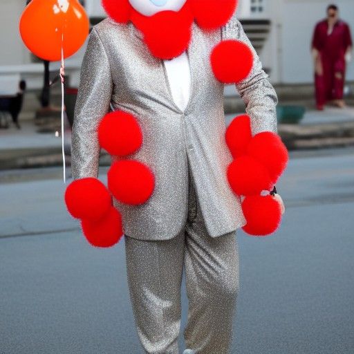 Ethereal Clown King in Opulent Fantasy Attire