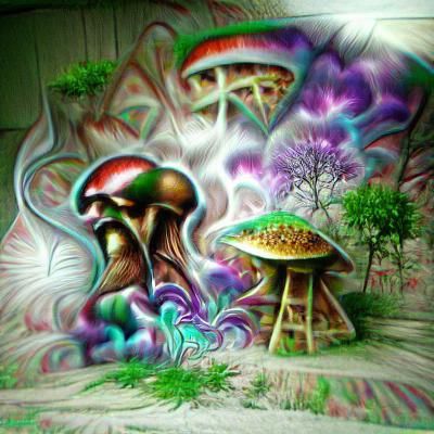 Psychedelic mushroom 8k resolution holographic astral cosmic psychedelic art biopunk galactic geometric
