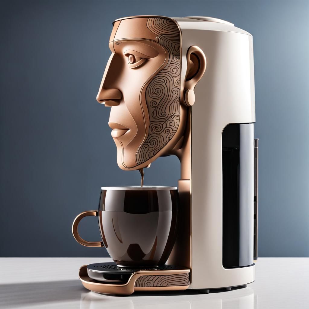 Stylized Coffeemaker with a Human Profile