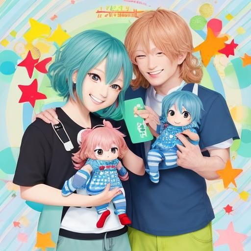 Chibi Family in Vibrant Anime Style