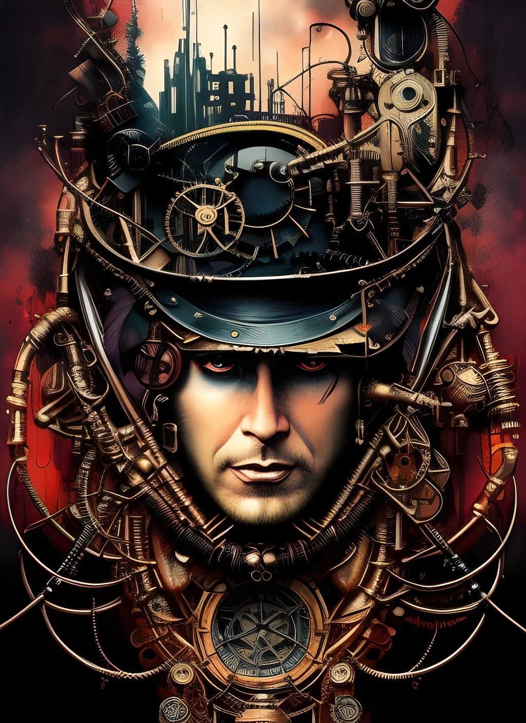 Steampunk Psycho: Intricate Ink Illustration