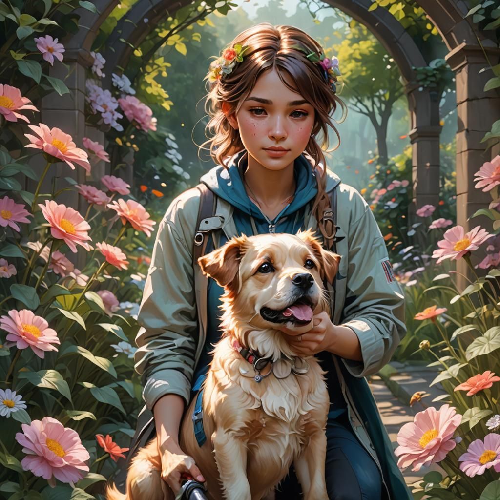 A Gentle Woman Strolls Peacefully in a Vibrant Nature-Therap...