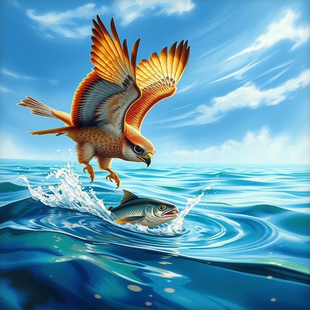 A falcon wants fish for dinner...