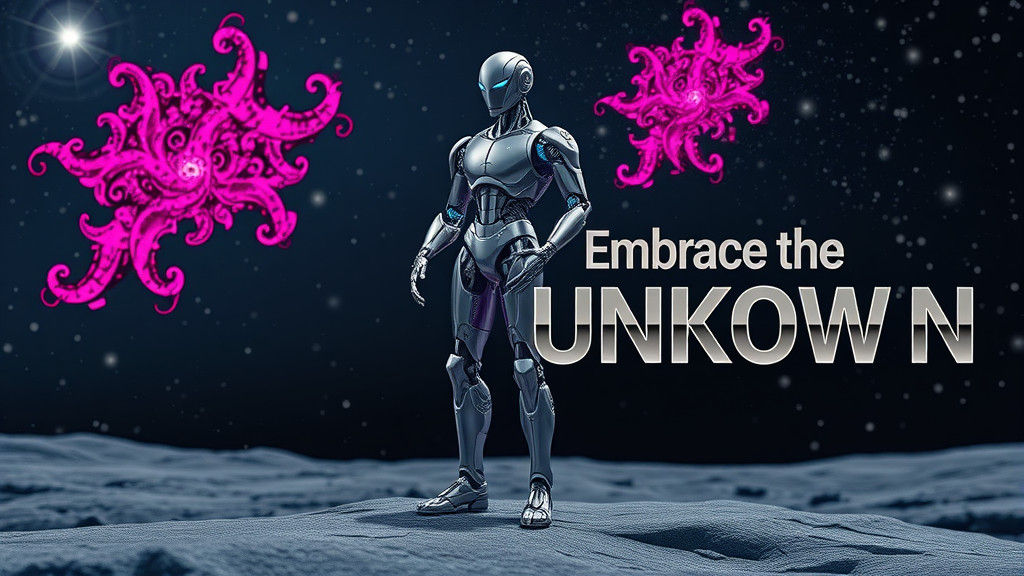 Futuristic Robot Hero on Alien Planet