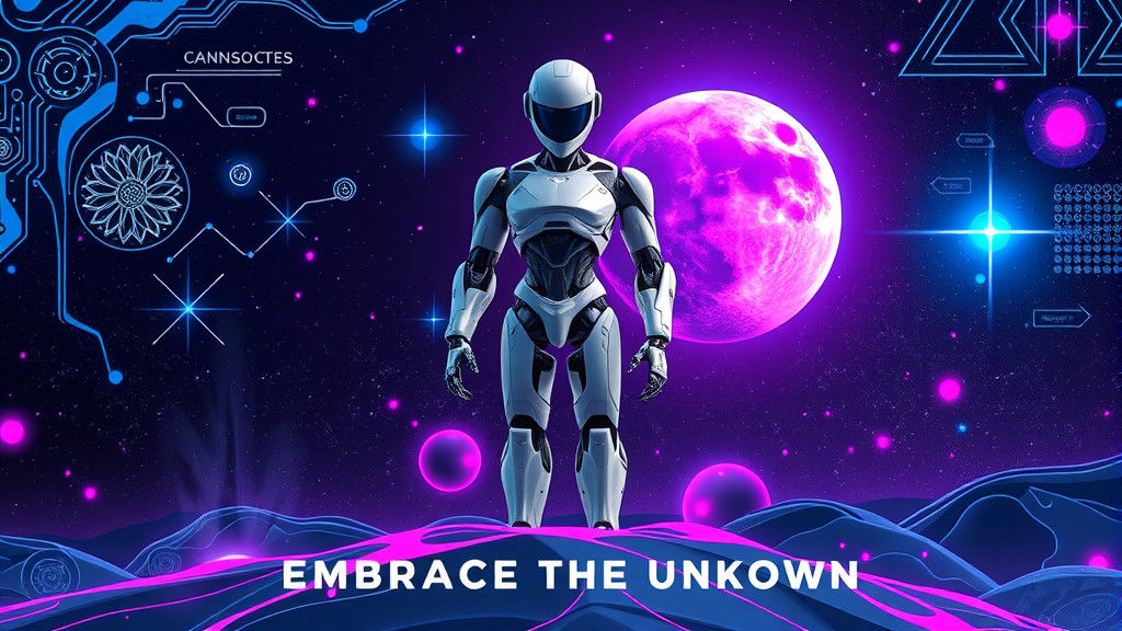 Futuristic Robot on Cosmic Planet T-Shirt Design