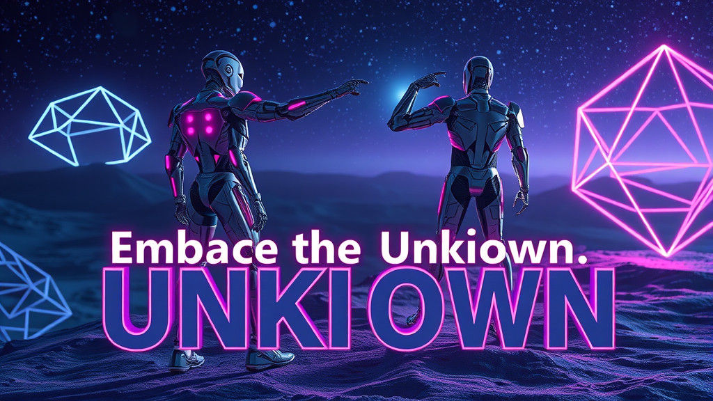 Robotic Figure on Alien Planet with Neon Sky