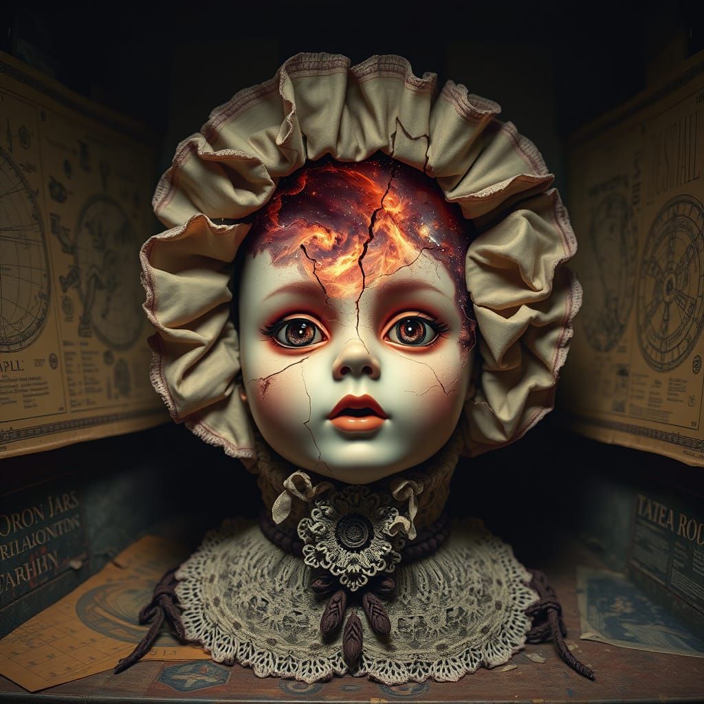 Cracked Doll Reveals Cosmic Nebula