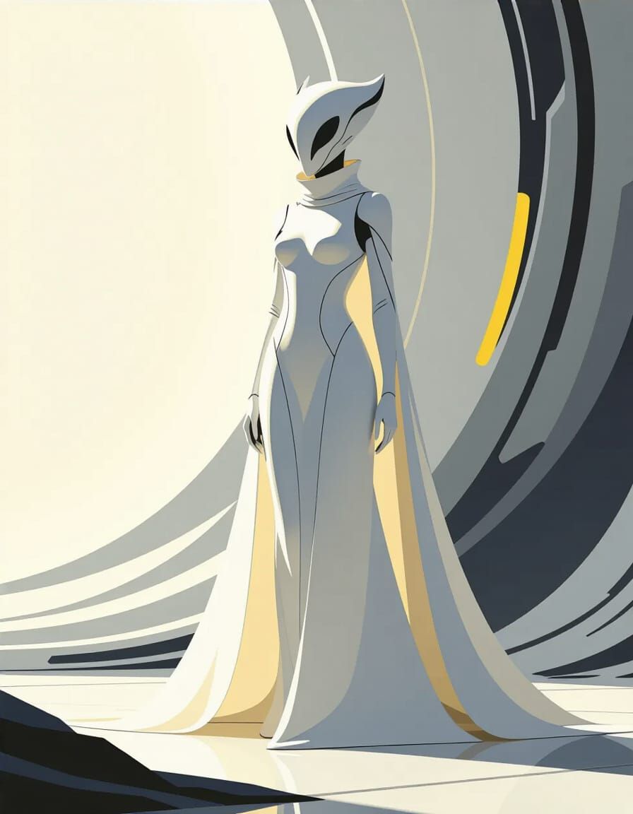 Elegant Alien Figure in Minimalist Futuristic Style