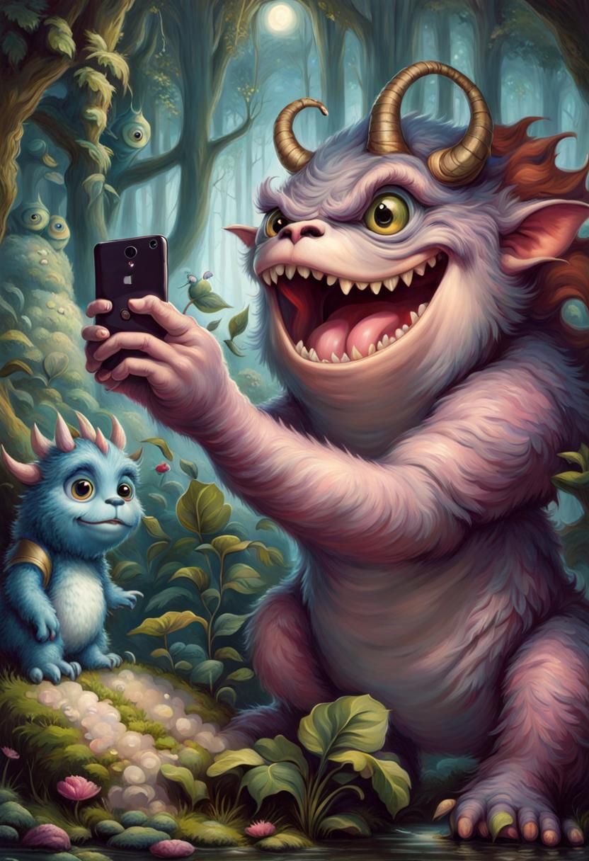 Cute Monster Selfie in Fantasy Style