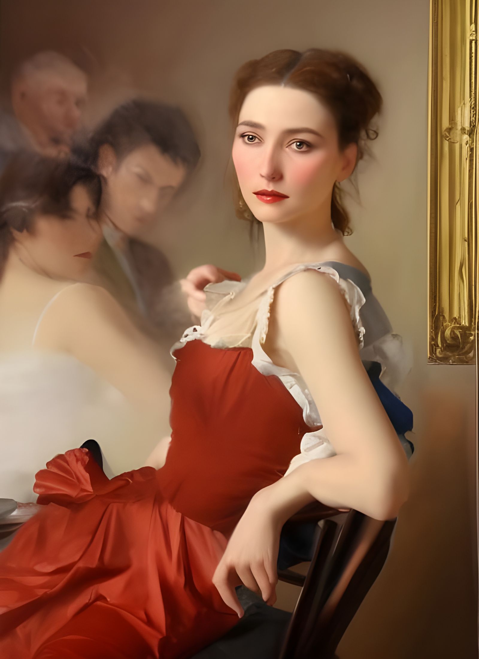 Elegant Cafe Woman in Hyper Realistic Portrait