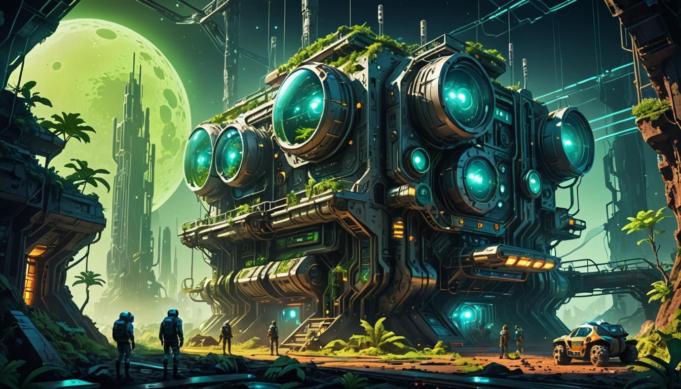 Ethereal Lunar Metropolis Unfolds in Moody Sci-Fi Art