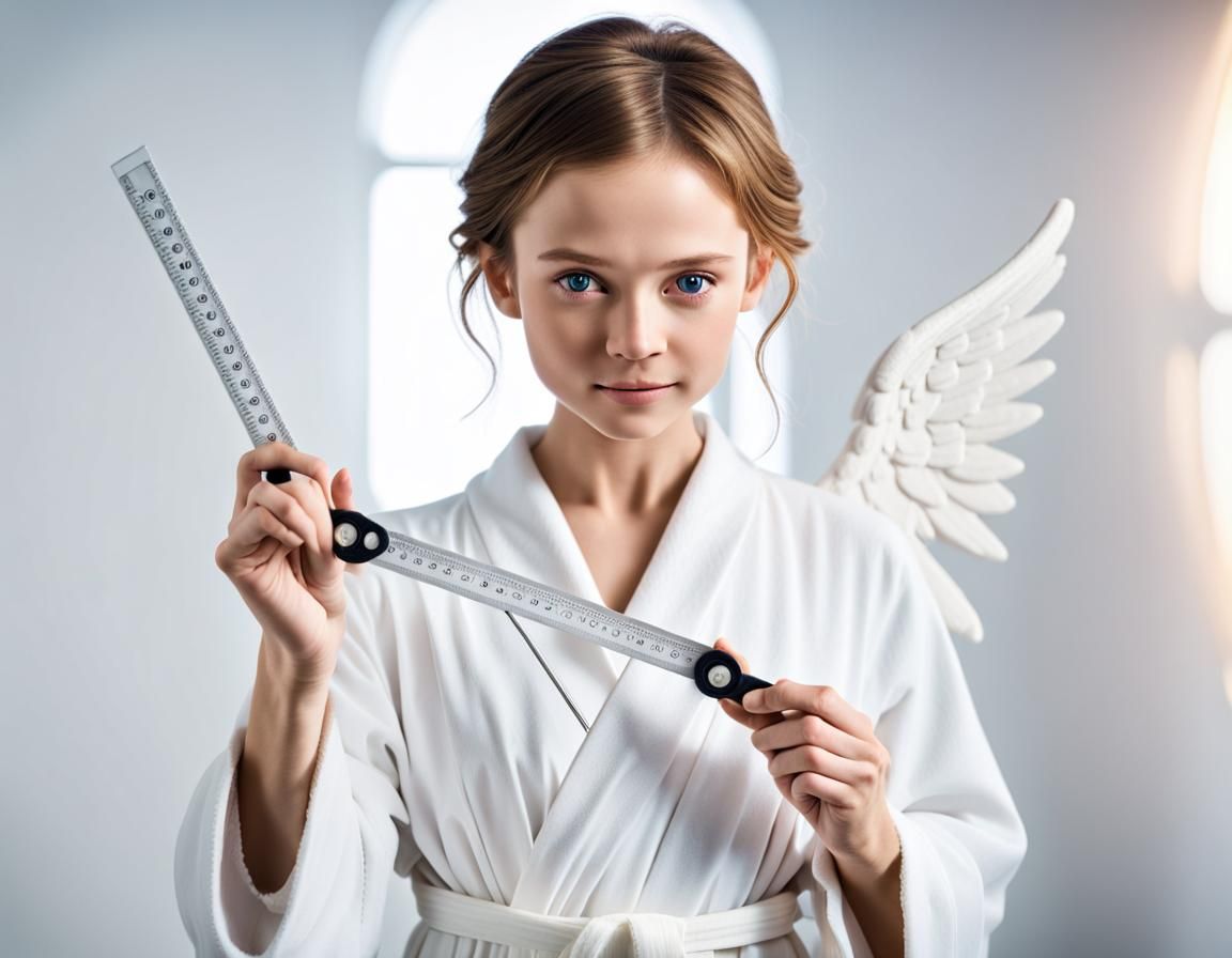 An ANGEL l holding a Multi ANGLE Ruler Protractor