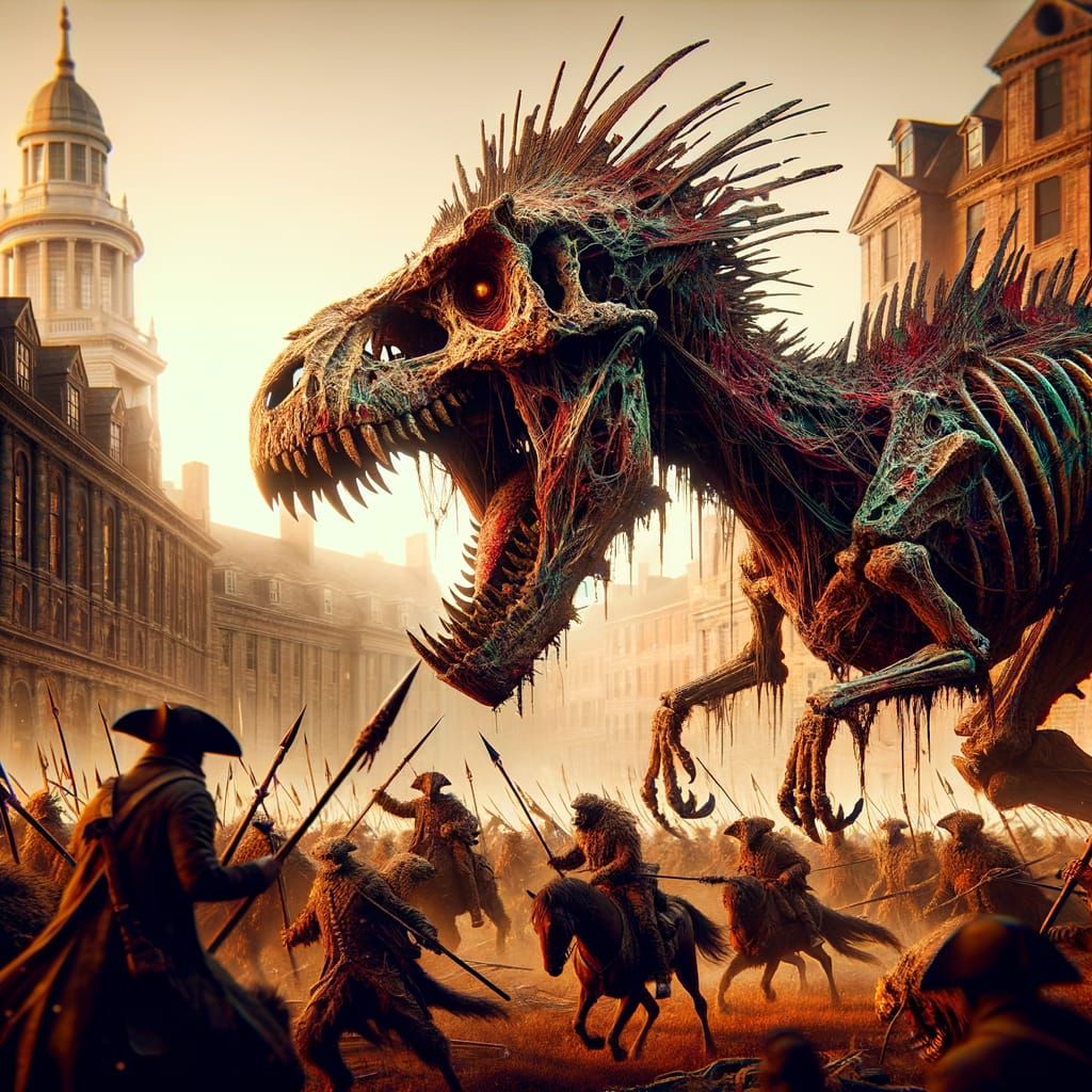 Decaying Pack of Dinosaur-Like Creatures Clash with 18th-Cen...