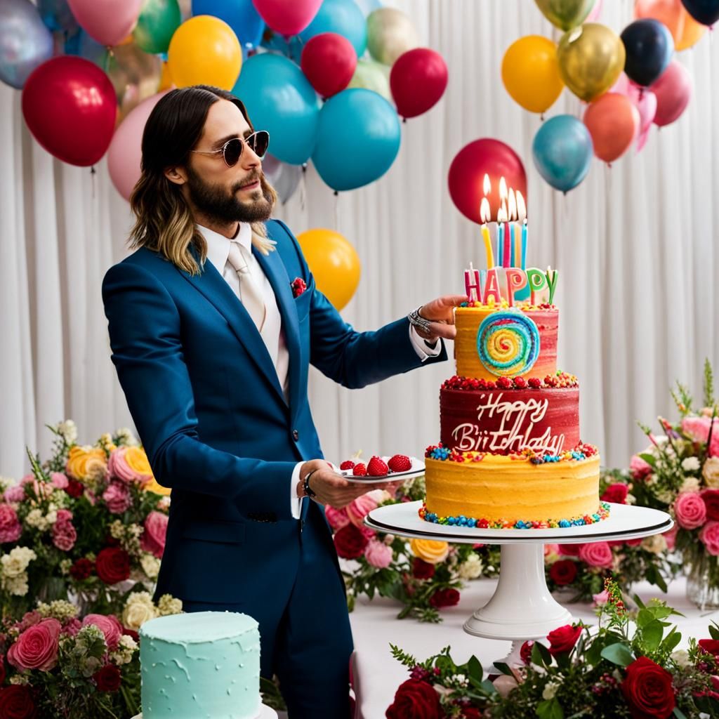 Jared Leto Presents Birthday Cake with a 30 Seconds to Mars...