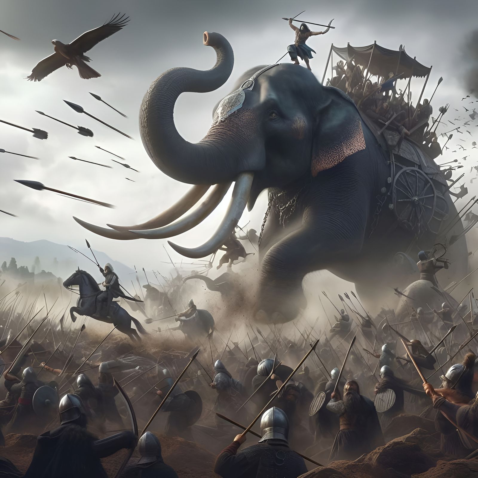 A war elephants rage