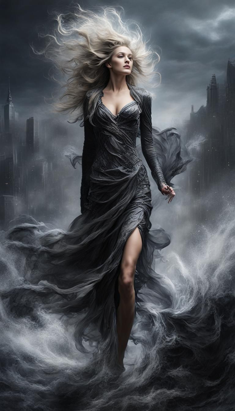 Ethereal Phantasm Soars Above a Ruined Metropolis