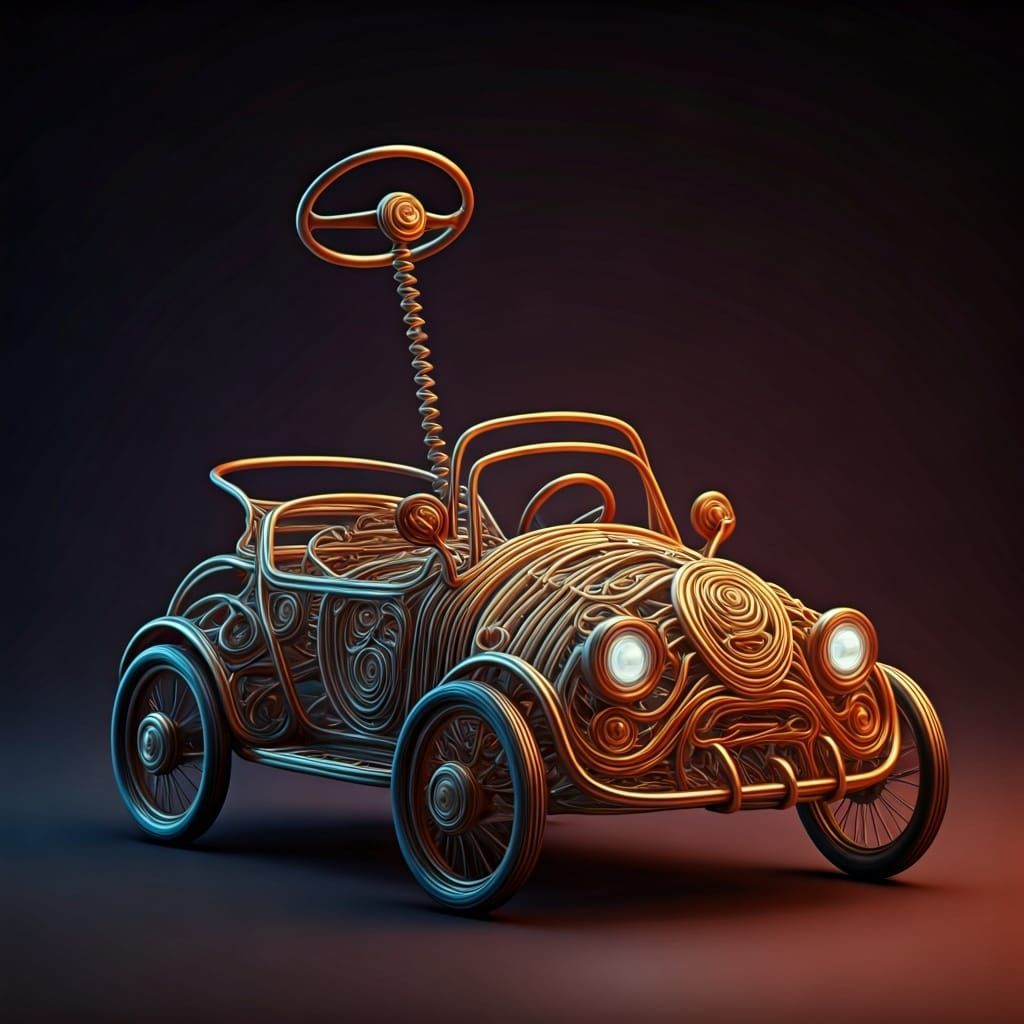 Woven Wire Toy Car with Holographic Accents