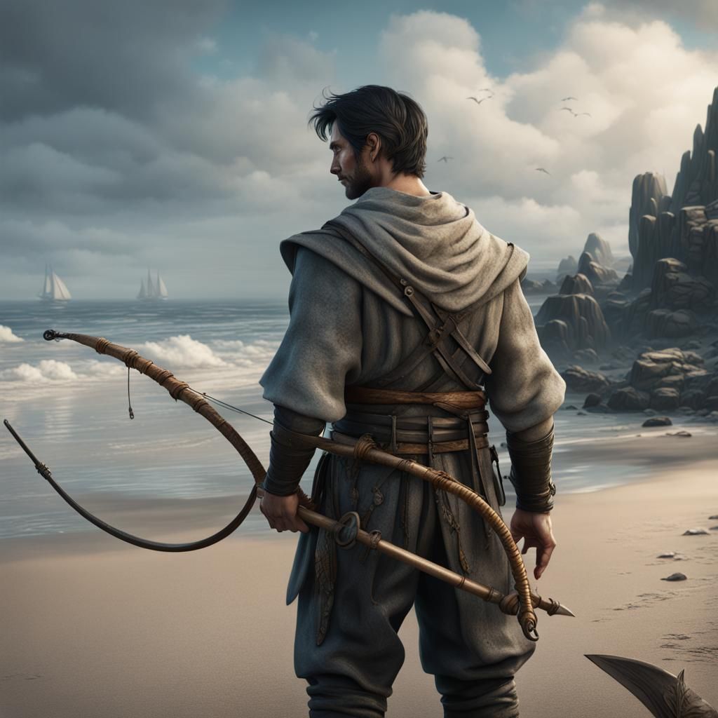 Fantastical Fisherman in Medieval Fantasy World