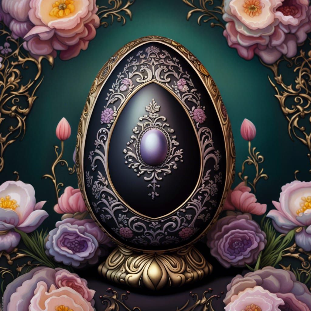 Whimsical Gothic Easter Egg in Pastel Jewels