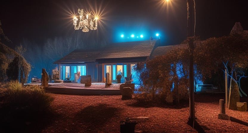 Ethereal Multidimensional Museum in Neon Hues