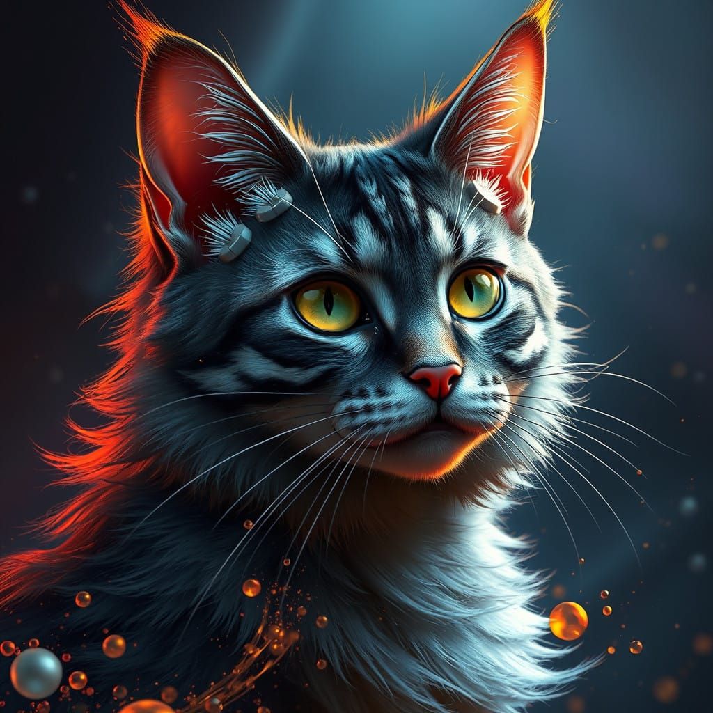 Fantastical Feline Starlet in a Vibrant Dreamworld