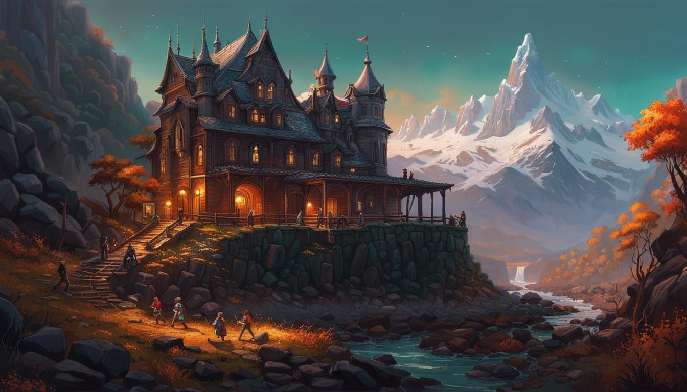 Ethereal Castle Landscape in Intricate Oil Painting Style