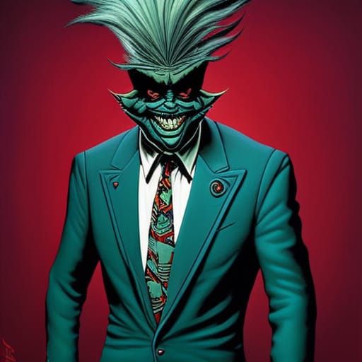 Tim Burton-Inspired Horror Figure in a Suit of Lies