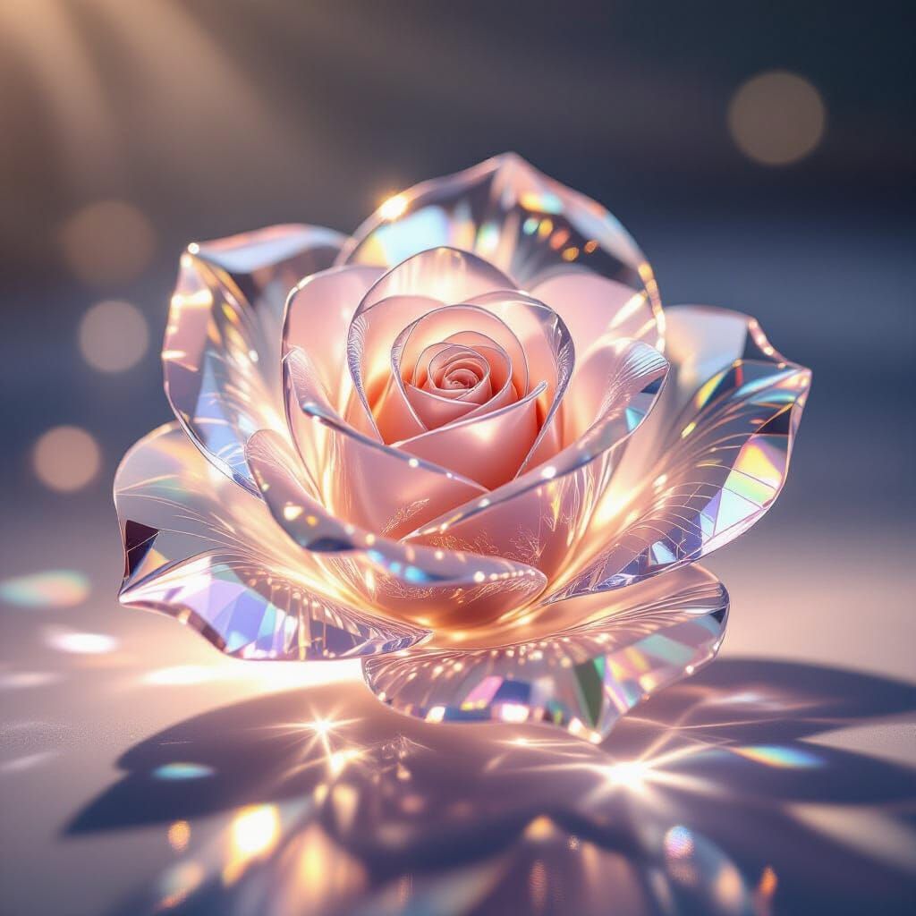 Shimmering Crystal Sugar Rose Sculpture