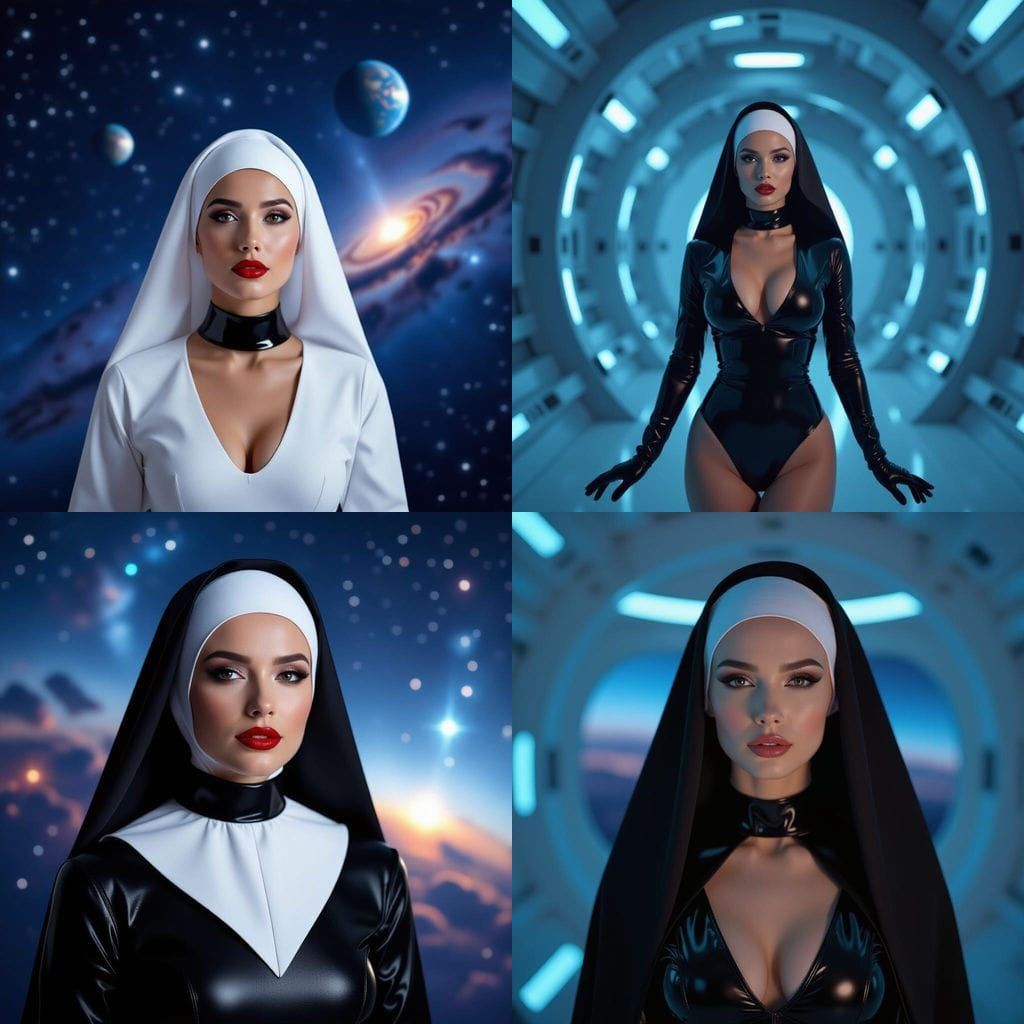 Nun in Latex in Space: Digital Art