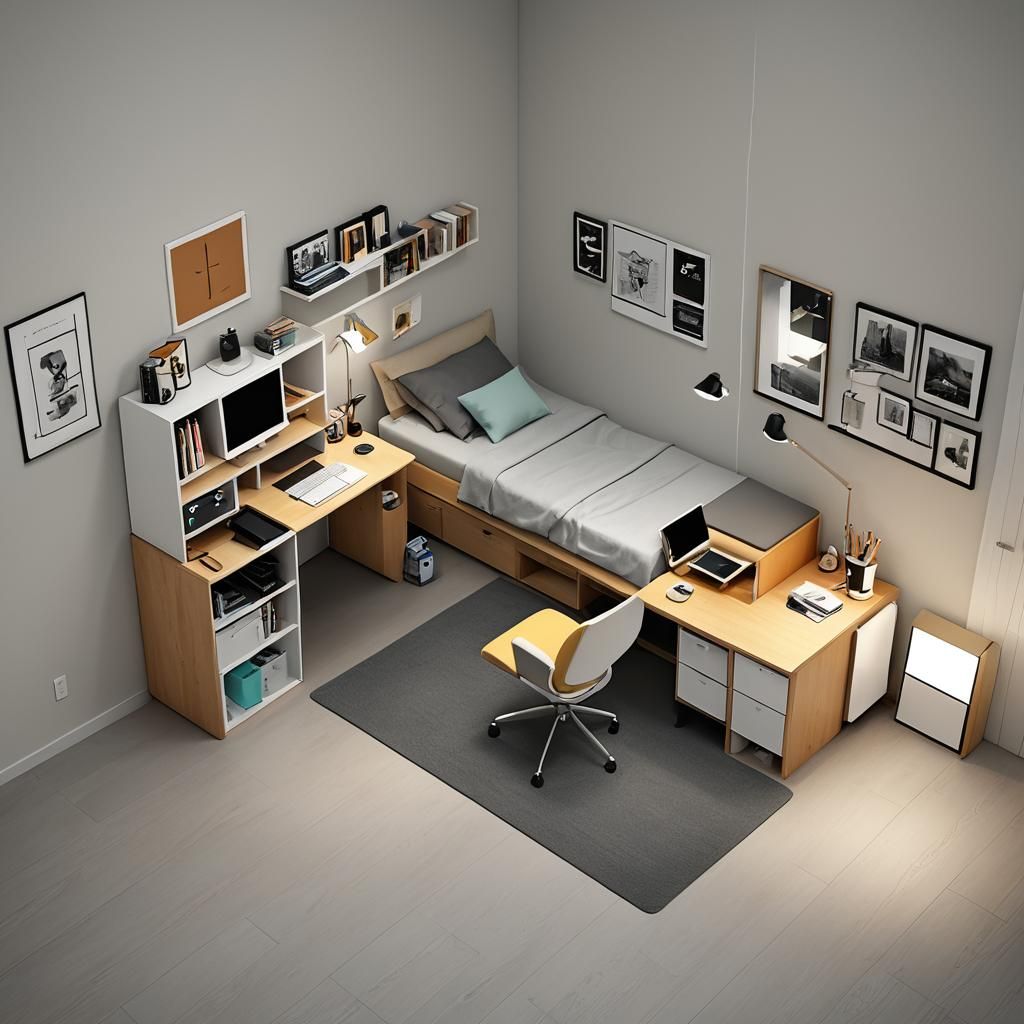 Modern Minimalist Bedroom with Compact Furniture