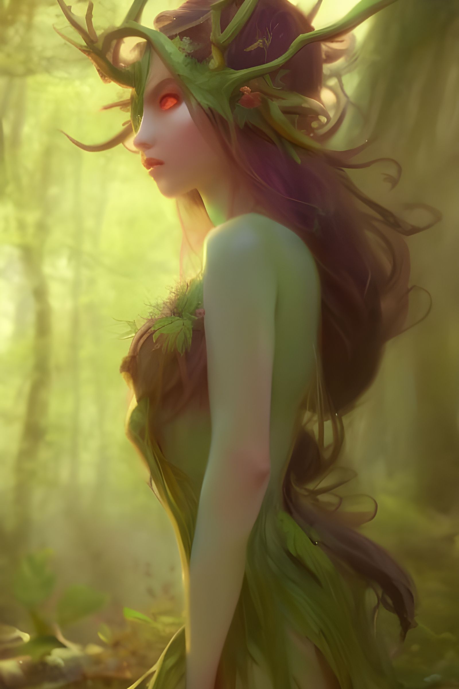 Ethereal Eladrin Fairy Elf in Vibrant Spring Forest