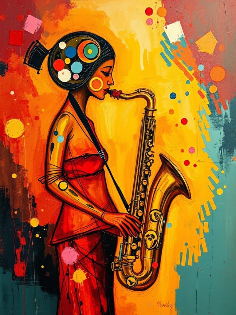 Abstract Jazz Music Art in Expressionist Style