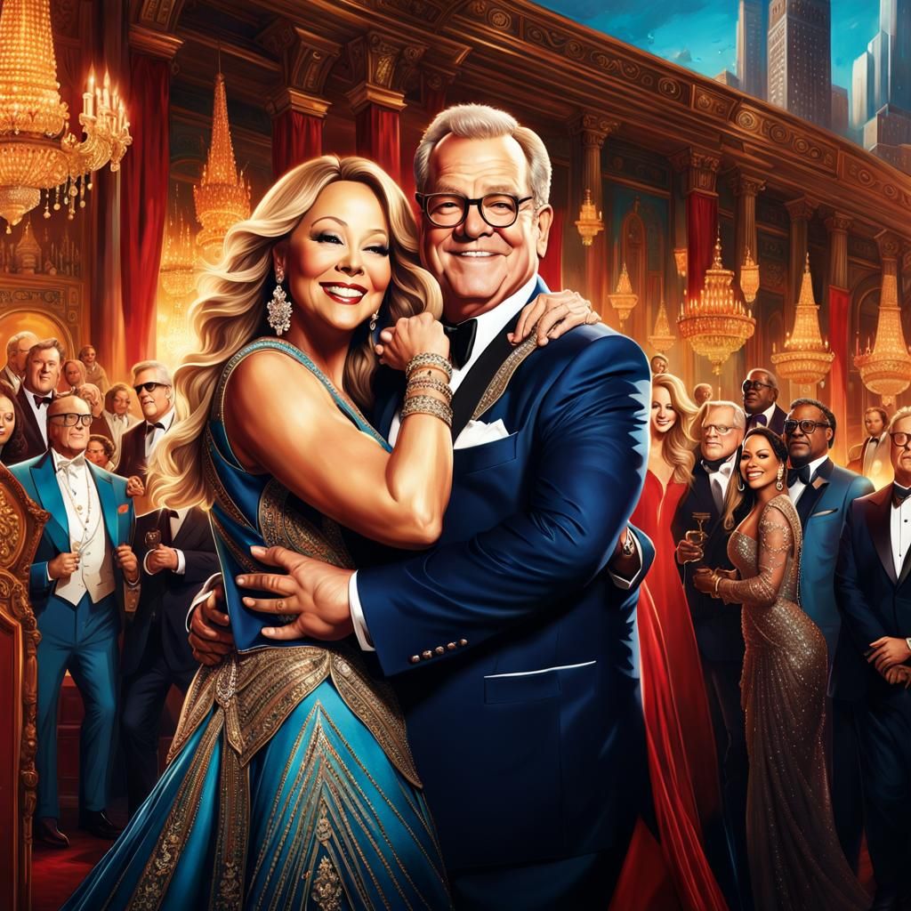 Drew and Mariah Carey Twin Portrait in Theatrical Style
