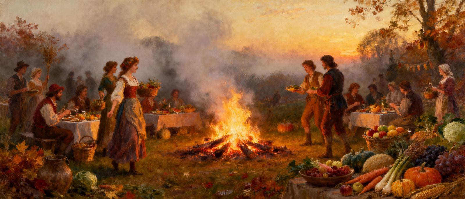 Autumn Equinox Harvest Festival with Bonfires