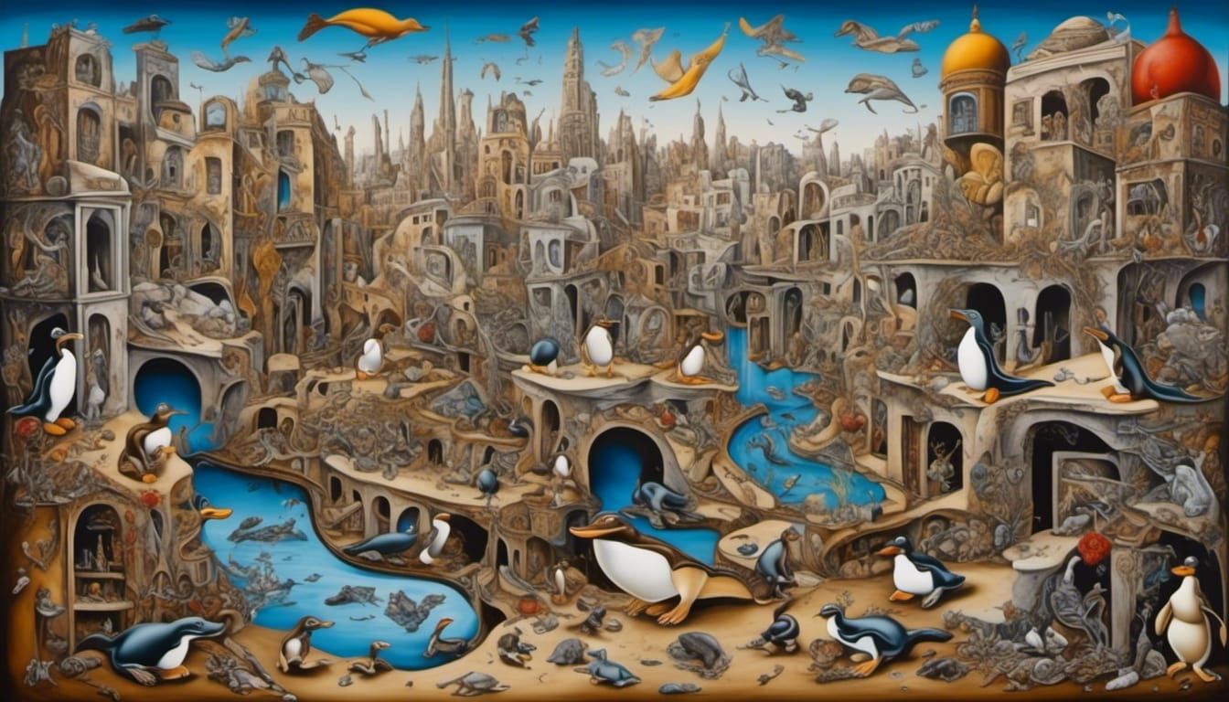 Babylonian Secret Garden in Surrealist Style
