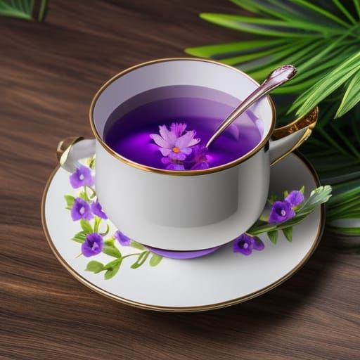 Vibrant Purple Baby Hippo Tea Cup Scene