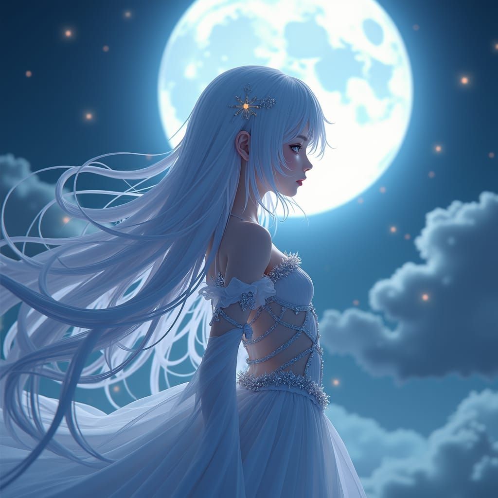 Ethereal Teenager Under Moonlit Dream
