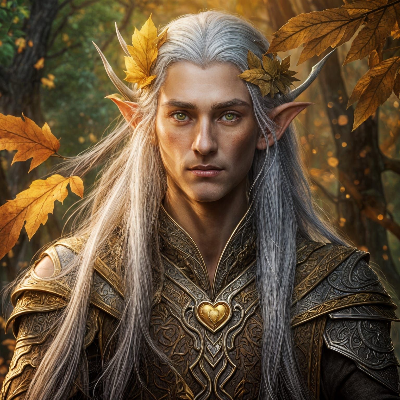 Ethereal Wood Elf Portrait in Vibrant Splash Art