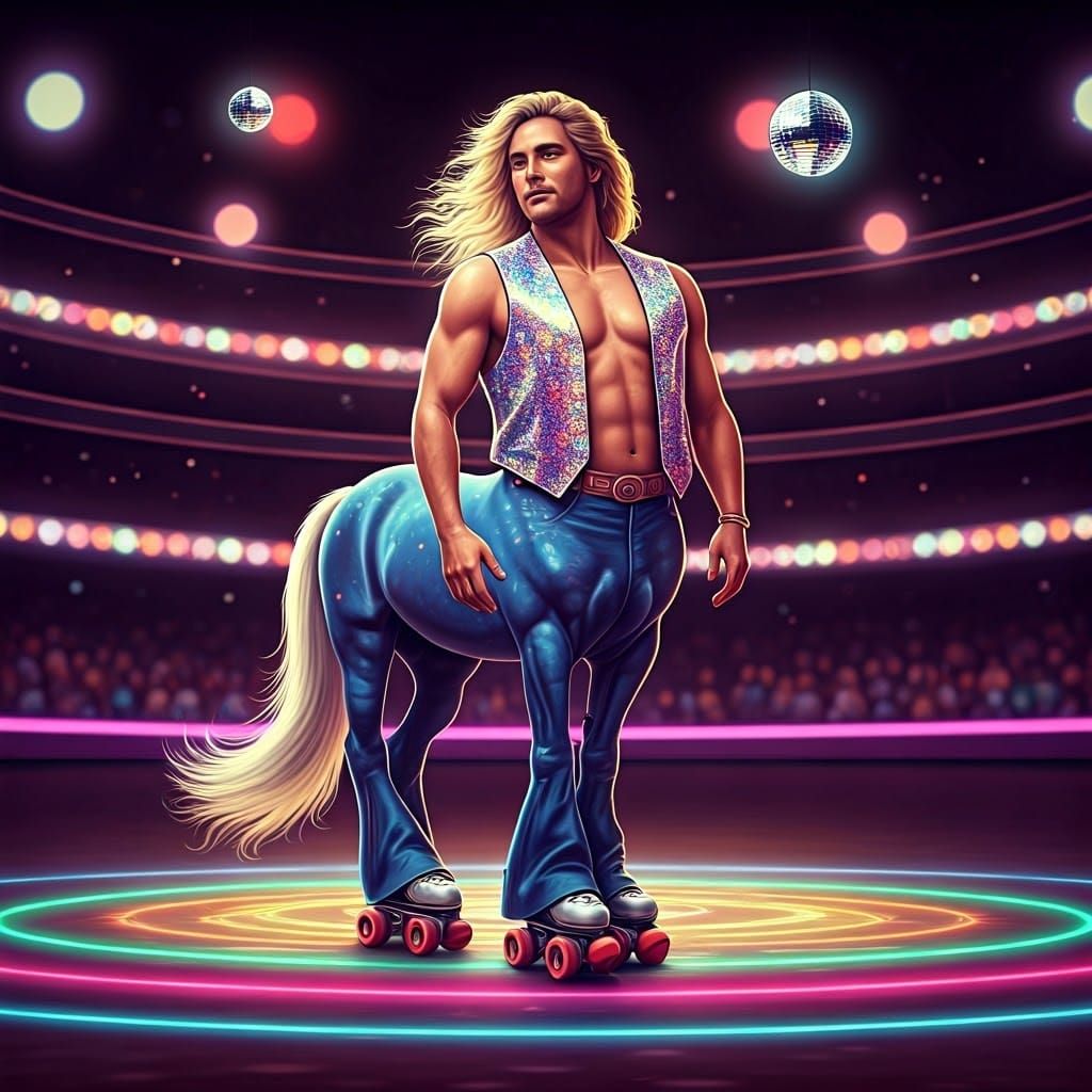 Glittering Centaur Skates at 1970s Roller Disco
