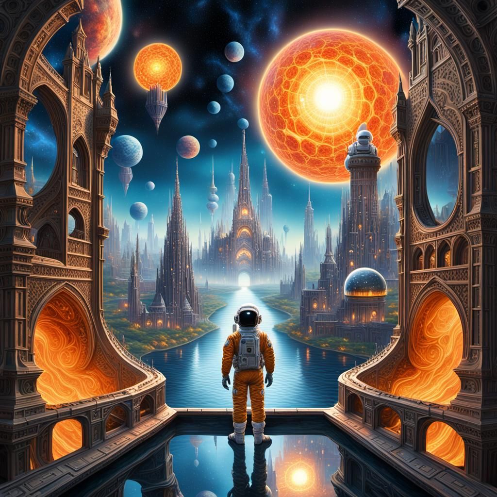 Epic Surrealist Portal to Eternity Unfolds in Macro Kosmic A...