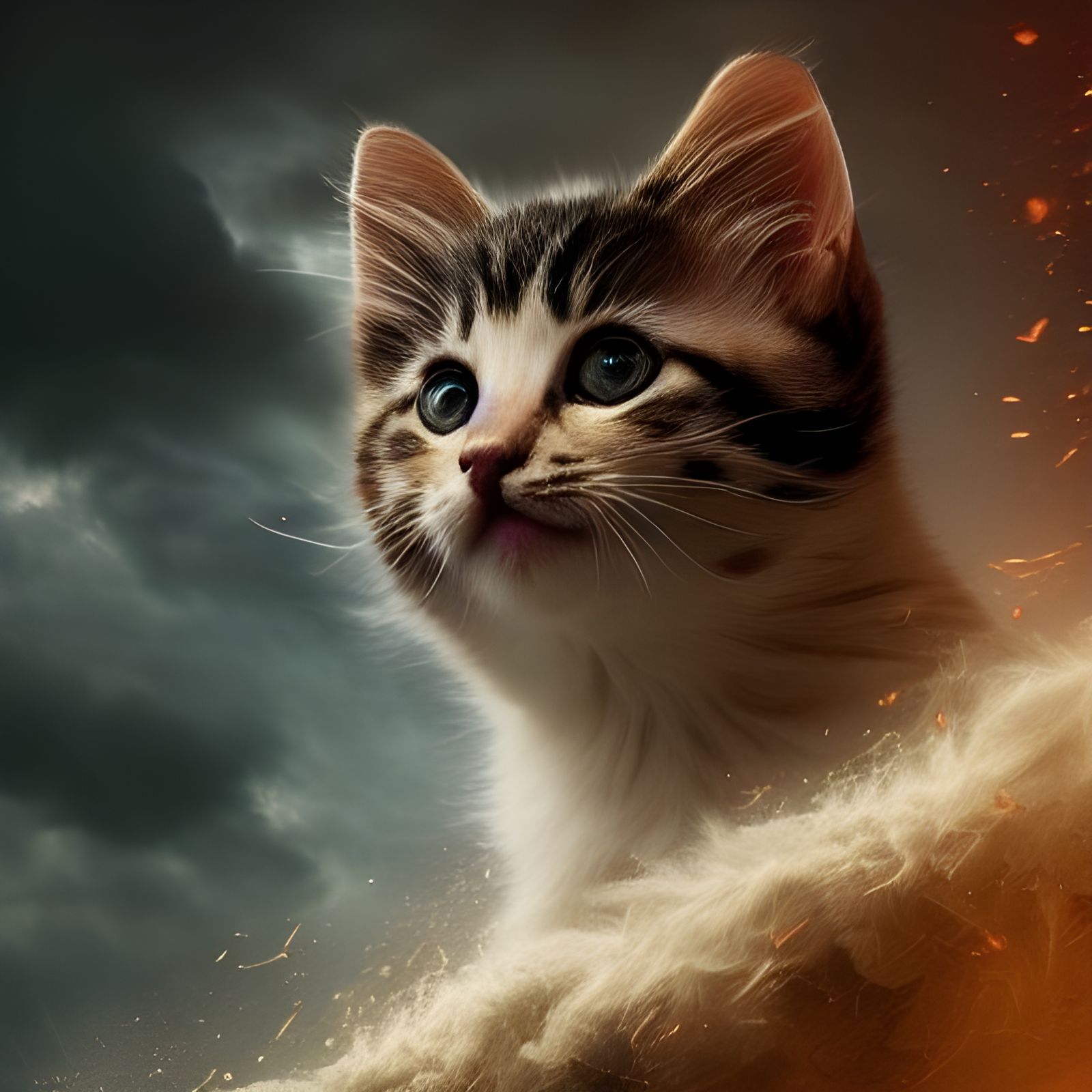 Stunning Maximalist Kitten Digital Painting