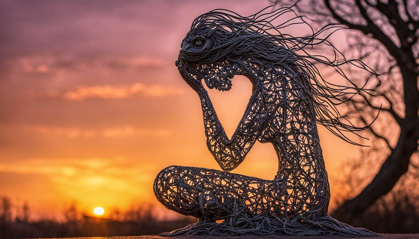 Surreal Fragmented Sculpture of Woman with Mirrors