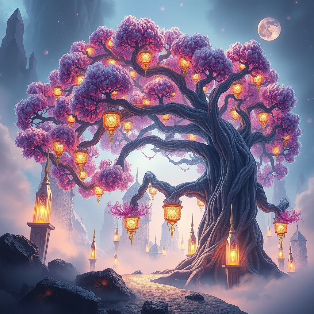 Surreal Mystic Landscape Emanates Ethereal Energies in Dream...