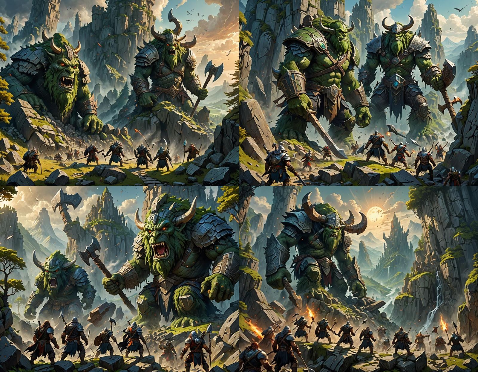 Mighty Forest Giants Engage Heroes in Epic Battle Scene
