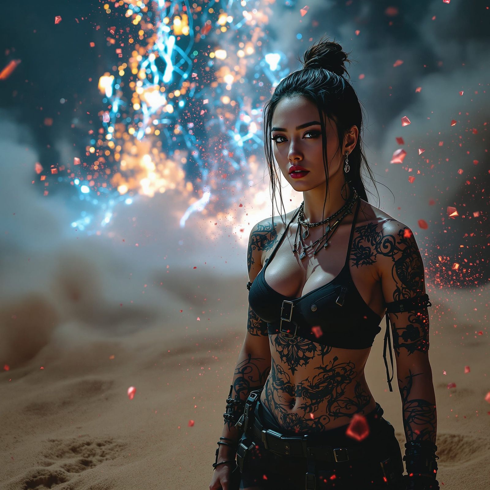 Tough Asian Woman Defies Dystopian Nightmares in Hyper-Reali...