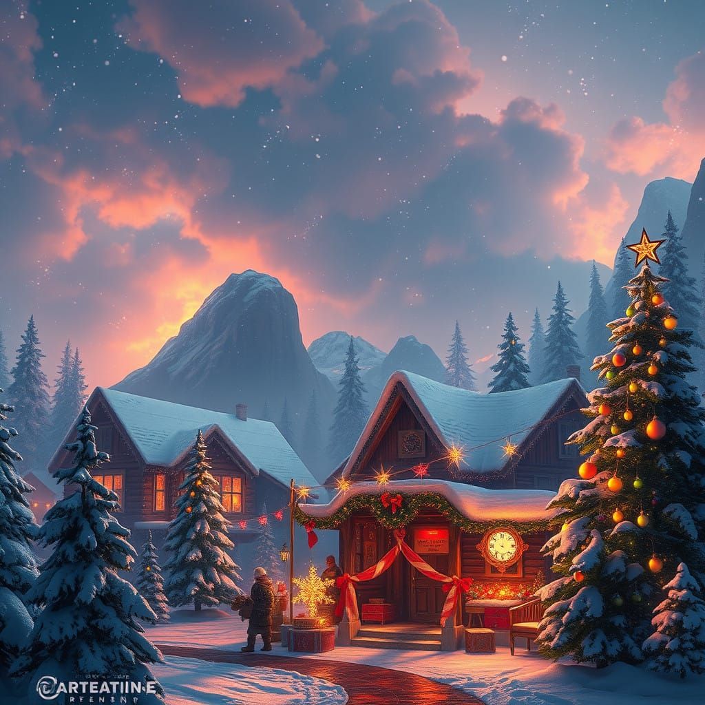 Ethereal Christmas Morning in a Fantastical Realm