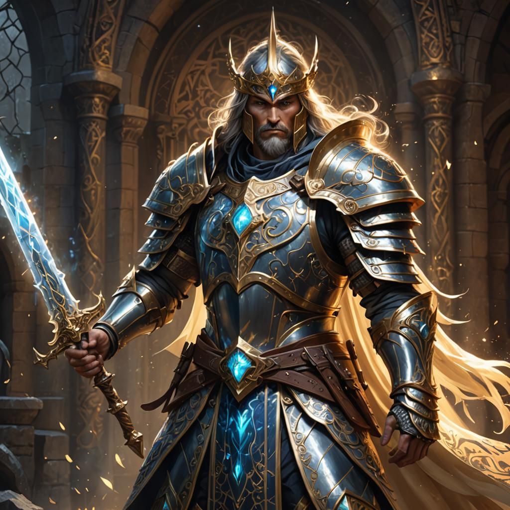 Epic Paladin Battlemage Wizard in Majestic Magical Armor
